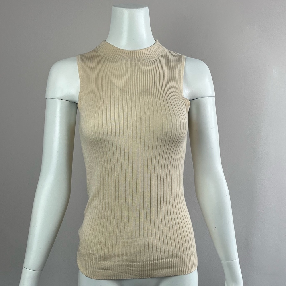 United Colors Of Benetton Tan Ribbed Fitted Tank Top